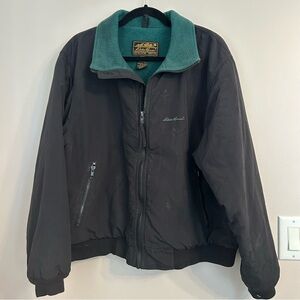 Eddie Bauer Vtg Men’s Md Windfoil Jacket Nylon Bomber Fleece Lined Zipup